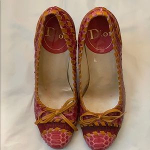 Dior Raspberry Snakeskin heels